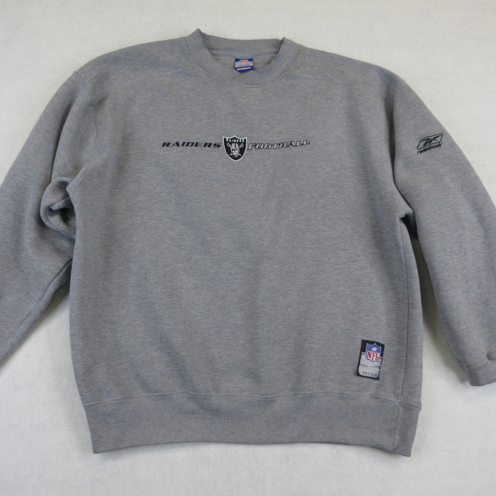 Vintage Reebok NFL Raiders Football Sweatshirt Mens XL Gray OnField Team Apparel